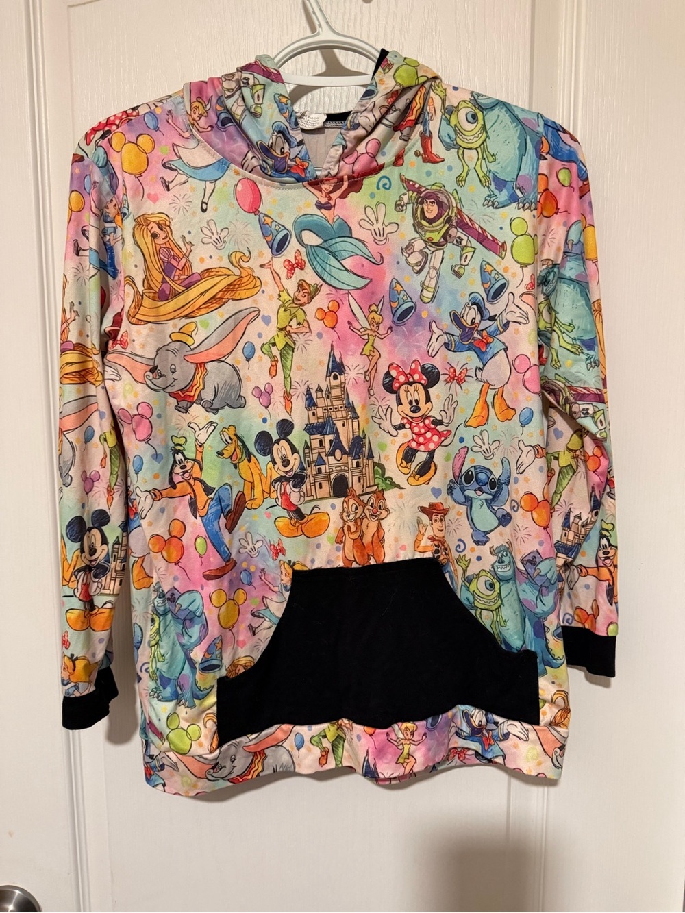 Kids Disney Multicolor Character Hoodie Sweatshirt with Black Pocket